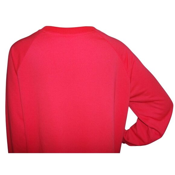 Adidas Sweatshirt Womens Size XL Neon Pink Coral red Trefoil crew neck - Picture 9 of 11